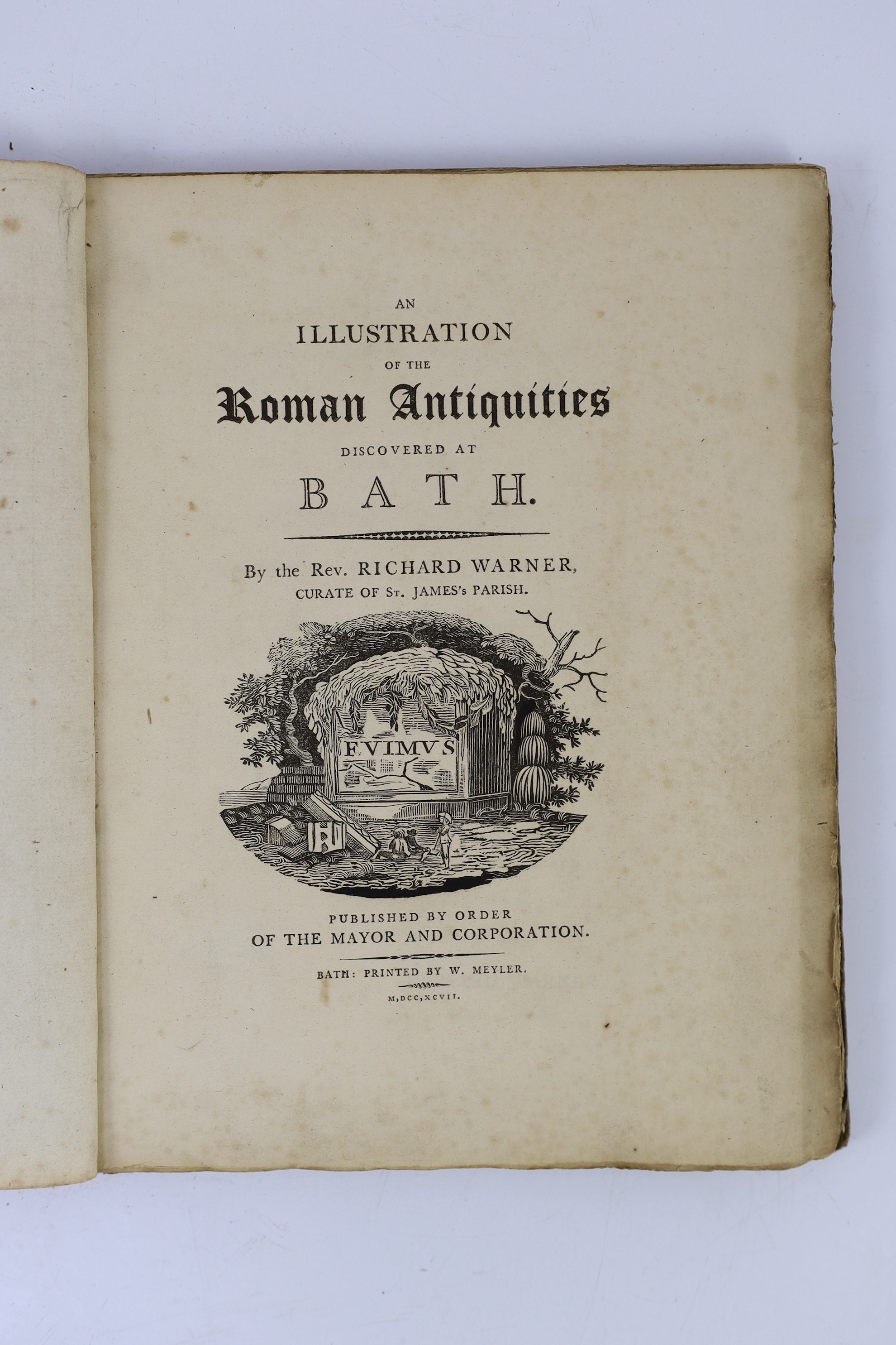 SOMERSET, BATH: Warner, Rev. Richard - Excursions from Bath. title vignette, text sketch maps; rebound cloth with old leather label. Bath, 1801. Cassan, Rev. Stephen Hyde - Lives of the Bishops of Bath and Wells ... 2 vo